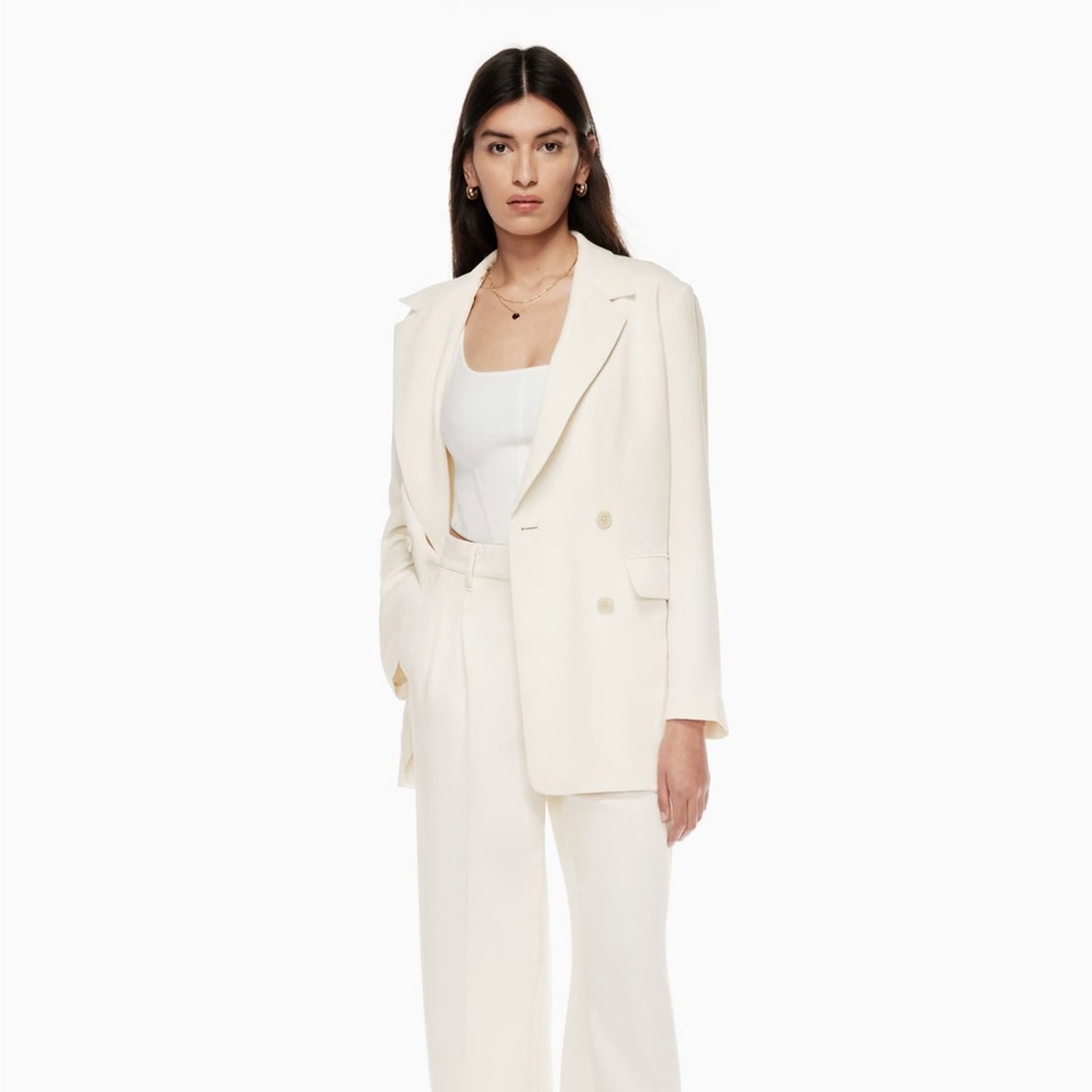 Aritzia Double-Breasted Cream Blazer